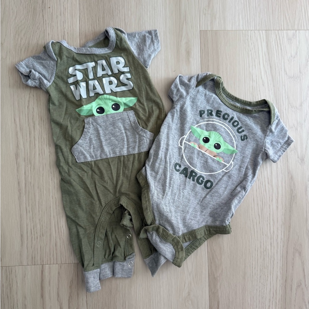 ⭐️ EUC ⭐️ Star Wars, Mandalorian, Grogu Set 0-3mo